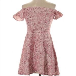 Esley for anthropologie red and white off shoulder dress